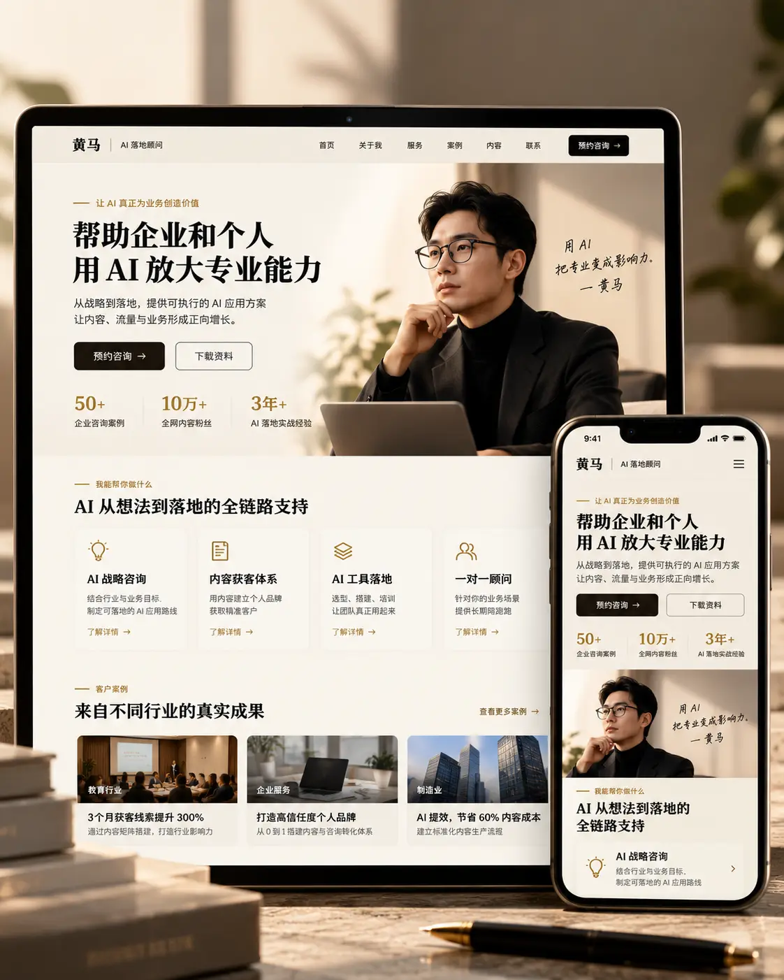AI个人品牌网站 真实界面