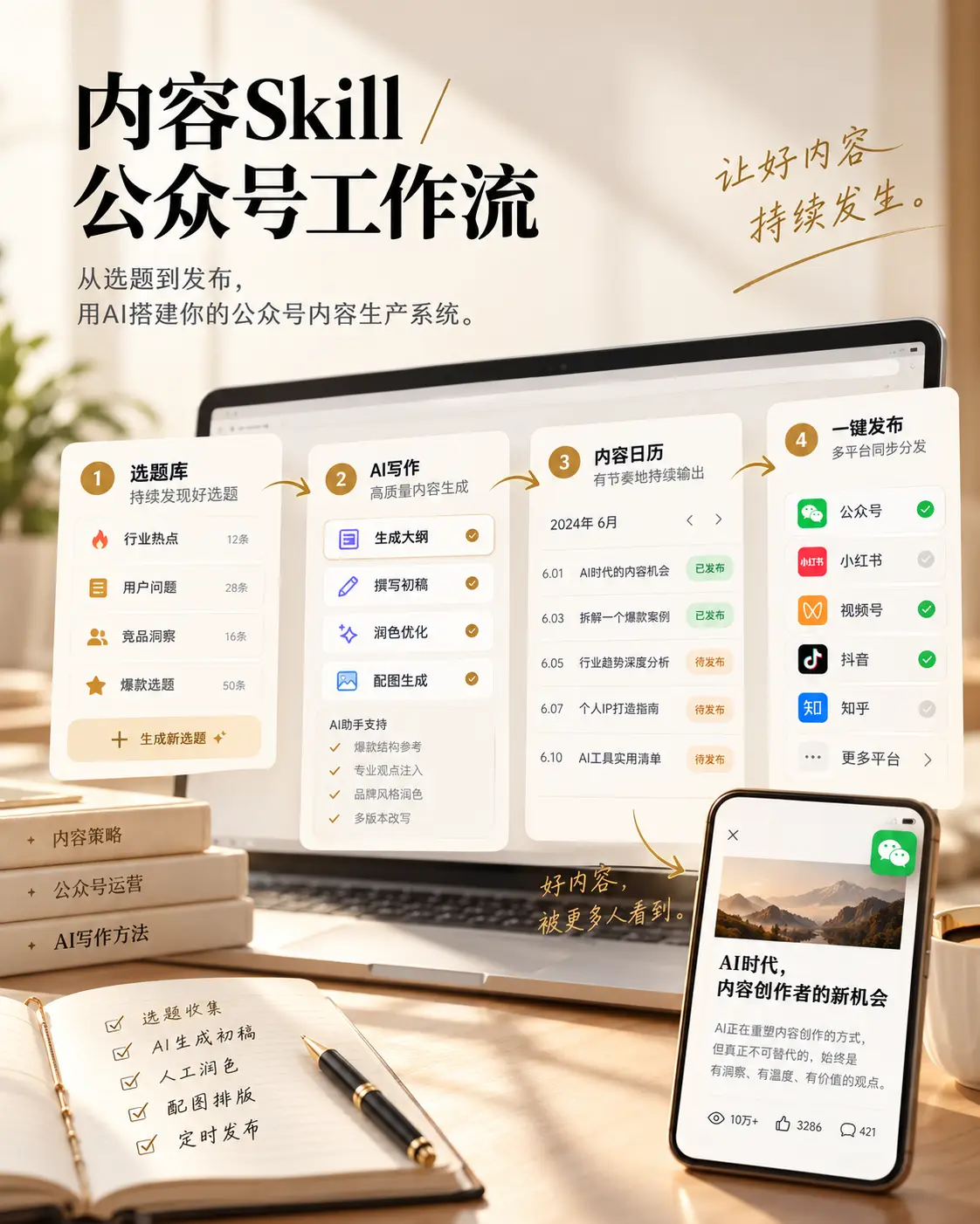 内容工作流 真实界面
